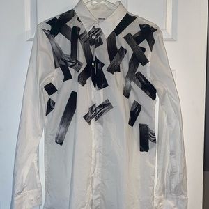 Helmut Lang “cascading tape” button up dress shirt
